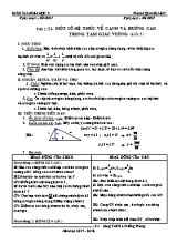 Giáo án Hình học Lớp 9 - Tiết 2 Một số hệ thức về cạnh và đường cao trong tam giác vuông (Tiết 2) - Năm học 2017-2018 - Phạm Quang Huy